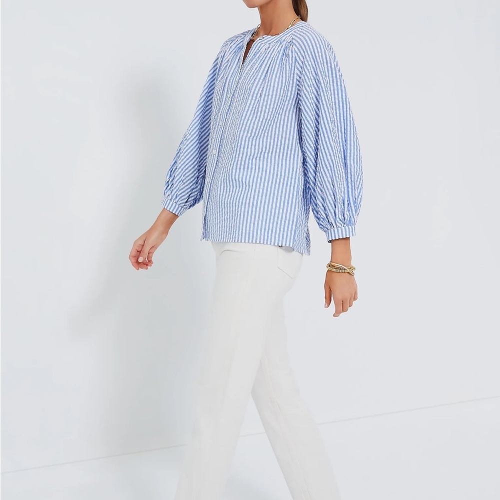 POMANDER PLACE

Blue and White Stripe Seersucker Tallie Top - Picture 3 of 12